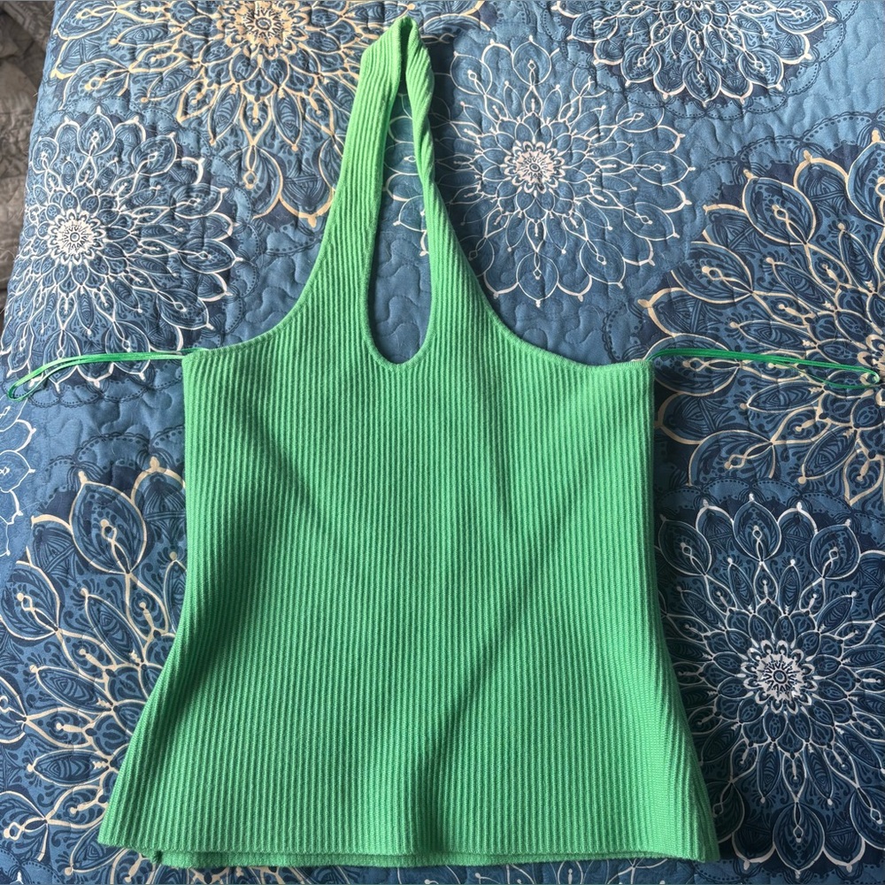 NWT Express Bright Green Ribbed Halter Tank